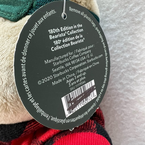 Starbucks Coffee 2020 Bearista Plush 10" Teddy Bear Flannel Pajamas Logo Holiday - Picture 5 of 13